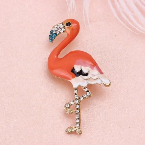 FARLENA Jewelry Cute Pink Flamingo brooch Pins Fashion Bird enamel brooches for Women