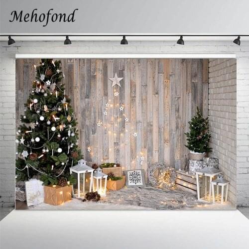 Christmas Tree Backdrop White Brick Wood Wall Glitter Light Star Carpet Children Portrait Photography Background Photo Studio