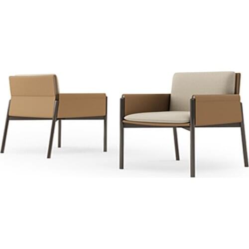 Italian minimalist dining chair saddle leather stainless steel reception chair designer Nordic modern net celebrity negotiation