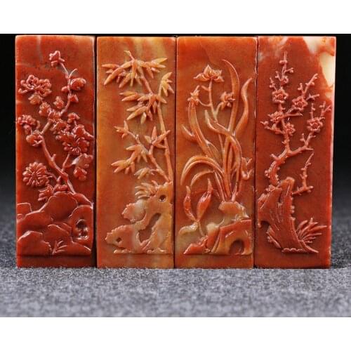 Custom Chinese Name Private Seal Natural Stone Name Stamp Calligraphy Stamp Art of Chop Signet Plum Orchid Bamboo Chrysanthemum