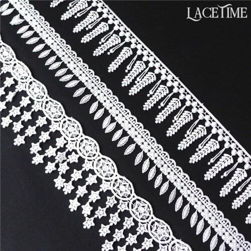 New Design White Fringe Lace Trim Stars Leaf Grape Lace Fabric Trim Tassel DIY Sewing Craft 5 Yards