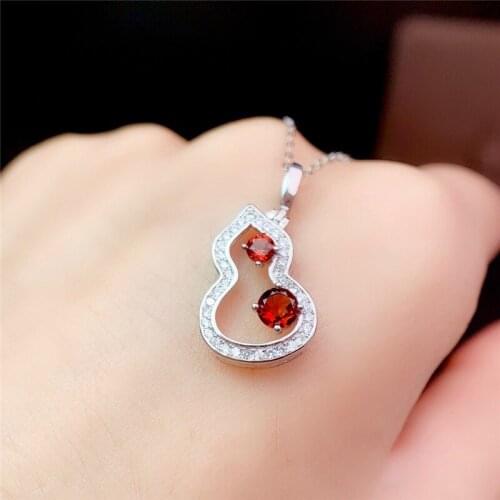Garnet Pendant 3MM 4MM Natural Wine Red Gemstone Necklace for Women Birthday Gift Real 925 Sterling Silver Necklace Fine Jewelry