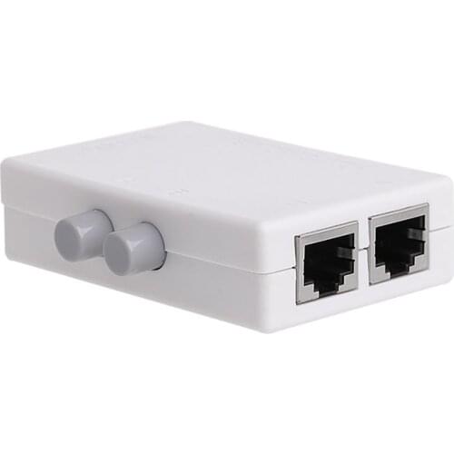 Mini 2 Port AB Manual Network Sharing Switch Box 2In1/1In2 RJ45 Network/Ethernet Y98A