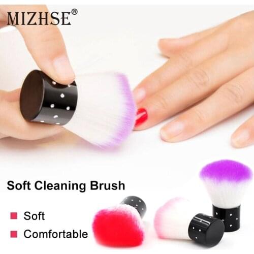MIZHSE 2Pcs Nail Cleaning Nail Brush Tools File Nail Art Dust Clean Brush Manicure Pedicure Tool Colorful Soft Nail Dust Brush