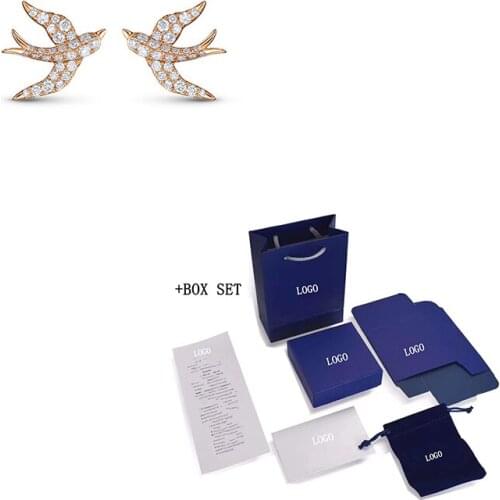 Fashion SWA New LOVE SWALLOW Ladies Pierced Earrings Rose Gold Exquisite Swallow Ornaments For Women High-End Jewelry Gifts