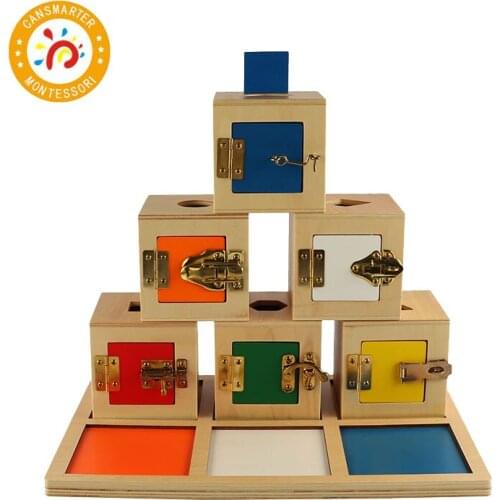 Montessori Materials Lock Box Wooden Toys Sensorial Education Baby Toys