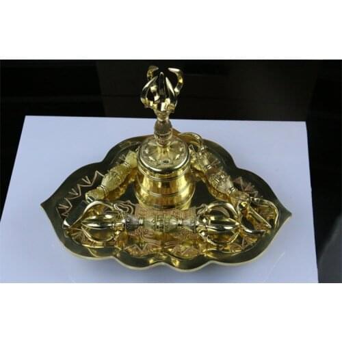 Pure copper Mi Tang artifact five cobalt bell five cobalt pestle three single diamond disc set in tantric ritual