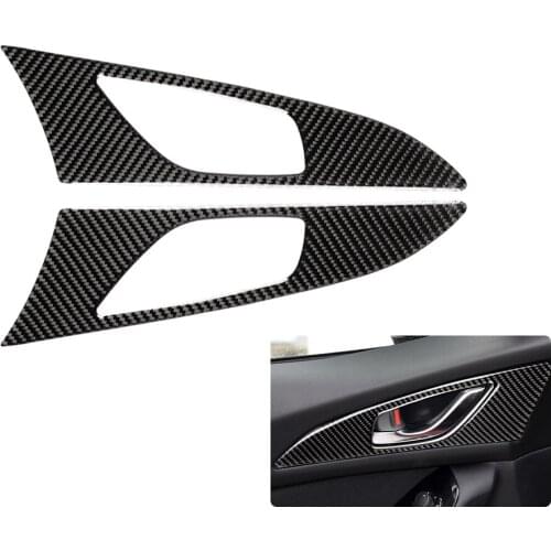 Car Interior Door Handle Bowl Trim Cover Stickers for Mazda 3 Axela 2014 2017 car Interior decoration cover Carbon Fiber