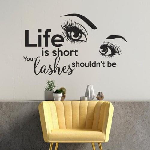 Beauty Salon Quote Wall Decal Life is short your lashes shouldn't be Eyelashes Brow Wall Sticker Vinyl Beauty Salon Decor X368