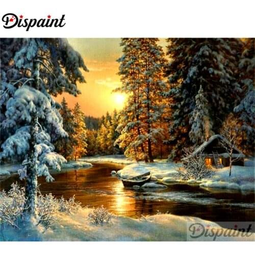Dispaint Full Square/Round Drill 5D DIY Diamond Painting "Snow tree scenery" Embroidery Cross Stitch 5D Home Decor A10386