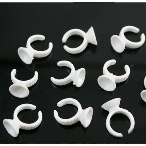 100 Pcs/set holesale Disposable Eyelash Extension Glue Holder 13mm Tattoo Adhesive Pigment Holders Ring