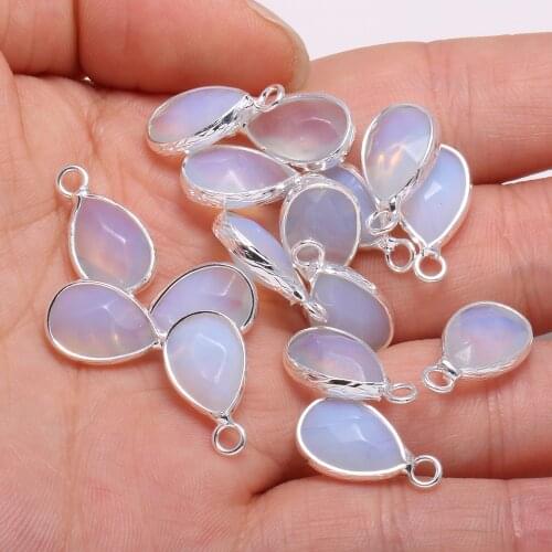 Natural Stone Pendants Drop Shape in Section Semi-precious Stone Edging Necklace Pendant for DIY Jewelry Making Size 10x14 mm