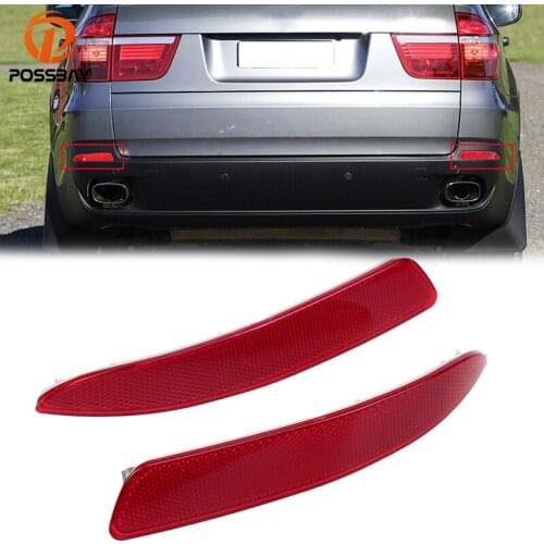 POSSBAY Red Rear Bumper Reflector Tail Light Bar Reflective Strip Stickers for BMW X5 E70 3.0sd/3.0si 2007-2010 Pre-facelift