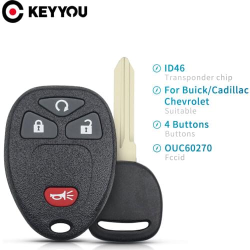 KEYYOU 4 Buttons Remote Control ID46 Transponder Key For GMC Acadia For Chevrolet Avalanche For Buick Enclave OUC60270 315Mhz