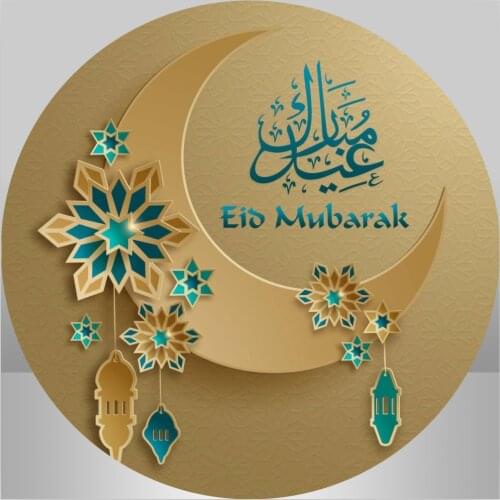 Ramadan Kareem Eid Mubarak Round Backdrop Moon Star Party Festivals Poster Light Home Decor Circle Backgrounds