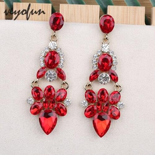 Veyofun Luxury Crystal Drop Earrings Vintage Wedding Bridal Dangle Earrings For Women Fashion Jewelry Gift