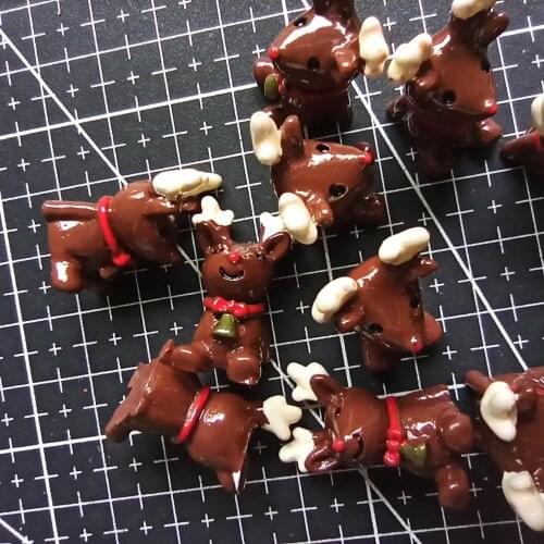 1pcs/lot resin solid Christmas deer cartoon 24mm fairy garden gnome moss terrarium decor crafts bonsai home DIY