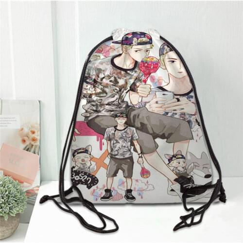 Custom EXO Printing Drawstring Backpack Shoe bag Travel Beach School Multi-function Satin Drawstring Bags
