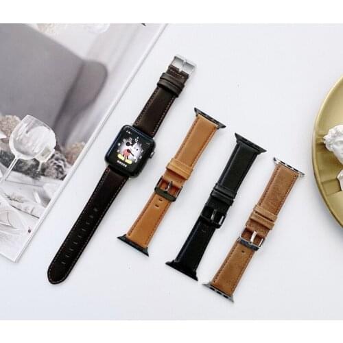 Crazy Horse Texture + Flat Texture Leather Replacement Watchbands For Apple Watch Series 6 & SE & 5 & 4 & 3 & 2 & 1