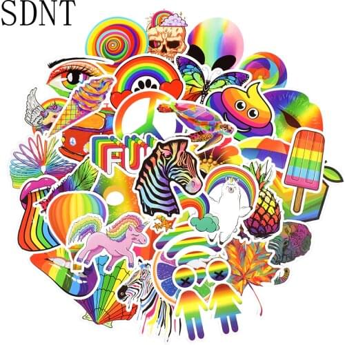 50 PCS Rainbow Graffiti Sticker Colorful Cute Dream Color Anime Vsco Stickers Pack for DIY Guitar Skateboard Laptop Suitcase Car