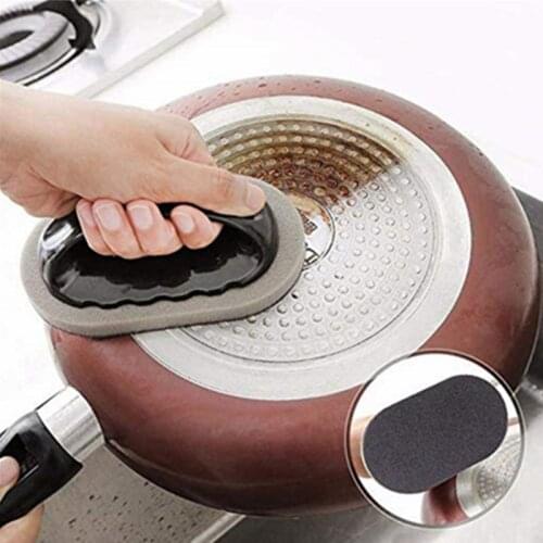 Silicon Carbide Magic Cleaning Brush Nano Ceramic Emery Sponge Brush With Handle Used For Stove Sink Pot Cleaning Supplies