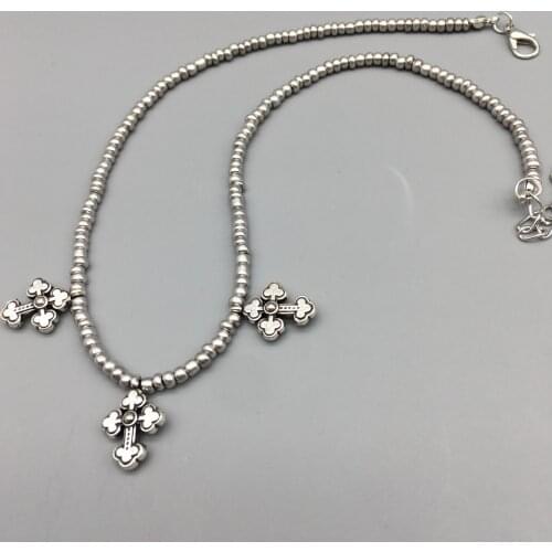 Cross Women Necklace Fashion Handmade Silver Color Beads Bohemia Women Delicate Choker Jewelry For Drop Shipping Wholesale