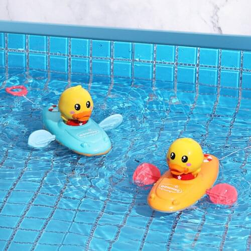 1Pcs Cute Cartoon Baby Bath Water Toys Duck Rowing Boat Shape Floating Toys Funny Baby Bathroom Accessories