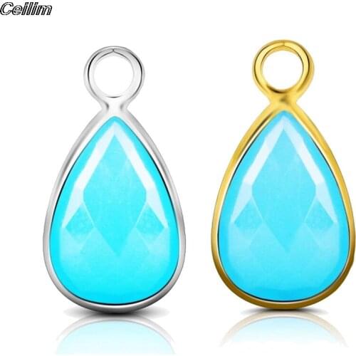 10pcs/lot Small Blue Water Drop Charms Tiny Teardrop Glass Charm Pendant For Necklaces Earrings Jewelry Making Diy Accessories