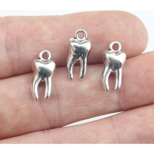 20Pieces 8*15mm Antique Silver Color Special Tooth Charms Earrings Pendant Earrrings Accessory Charms For DIY Jewelry Making