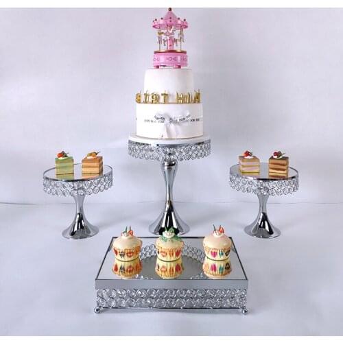 Gold silver 4-5pcs High-quality Cake Stand Set gold Crystal Metal Cupcake decorations Dessert Pedestal Party Wedding cake rack