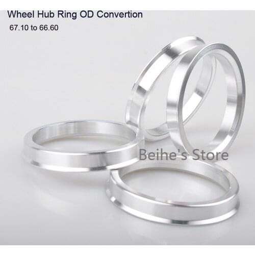 4pcs Wheel Hub Center Rings Aluminum Alloy Centric Hub Ring OD 67.1MM to ID 66.6MM