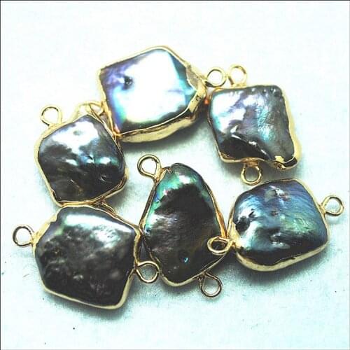 4pcs nature cultured freshwater pearl connectors size 12mm black colors beads accessories beads findings