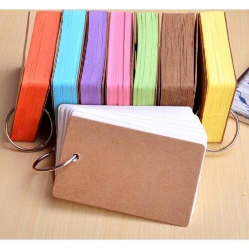 50 Pcs DIY Business Noted Mini Cute Colorful Color Blank Kraft Card 9 x 5.5cm Portale Blank Words Cards with Iron Circle