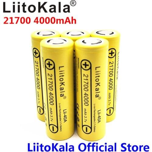 2020 5PCS LiitoKala Lii-40A 21700 4000mAh Rechargeable Li-Ion Battery 3.7 V 15A Power 5C Discharge 21700 battery