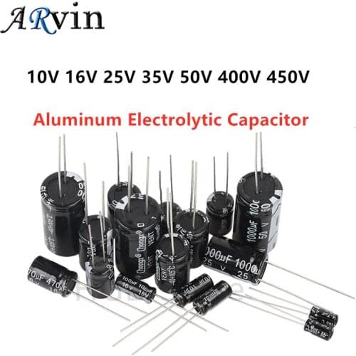 Aluminum Electrolytic Capacitor 6.3V 10V 16V 25V 35V 50V 63V 100V 400V 450V 10 47UF 100UF 220UF 330UF 470UF 680UF 1000UF 1500UF