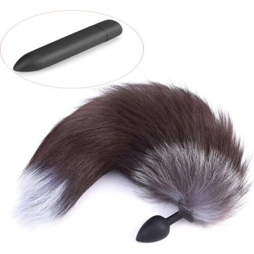 10 Speed Vibrator Silicone Anal Plug Fox Tail Sex Toys for Men Woman Vibrating masturbator Bullet Butt Plug Erotic BDSM Products