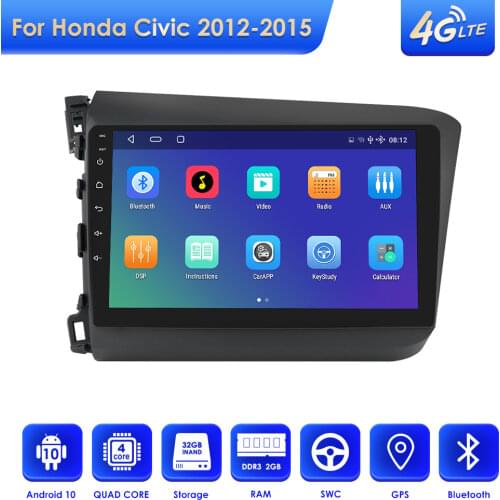 OSSURET Car Radio For HONDA CIVIC 2012 2013 2014 2015 Autoradio Android 10 Car Stereo GPS Multimidia Video Player Navi DAB+ DVR