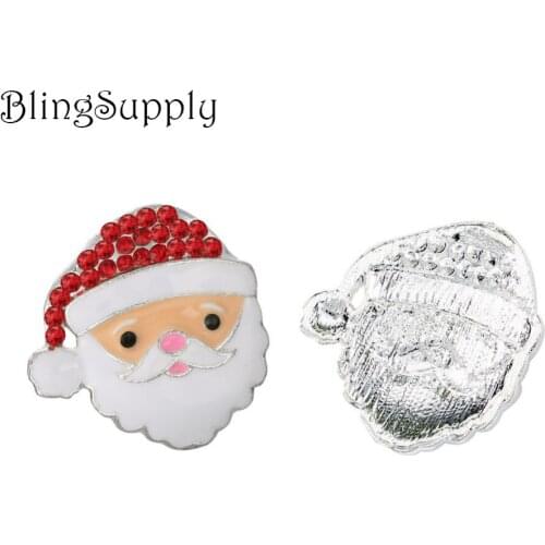 Free shipping 50PCS 25mm flatback Christmas santa rhinestone button(BTN-5653)