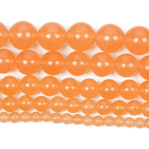 Natural Stone Orange Chalcedony Charm Round Loose Beads For Jewelry Making Needlework Bracelet Diy Strand 4-12 MM