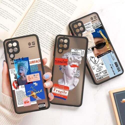 Funda For Samsung A32 Case Samsung A51 A32 A52 A12 A50 A71 A72 A42 A31 A30 A20 A21S A12 A11 A10S A01 Core Retro Label Matte Case
