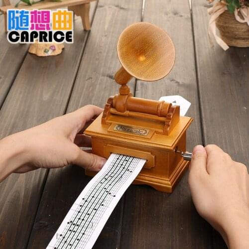 Shipping creative boutique DIY tape Victrola wooden music box music box birthday girl