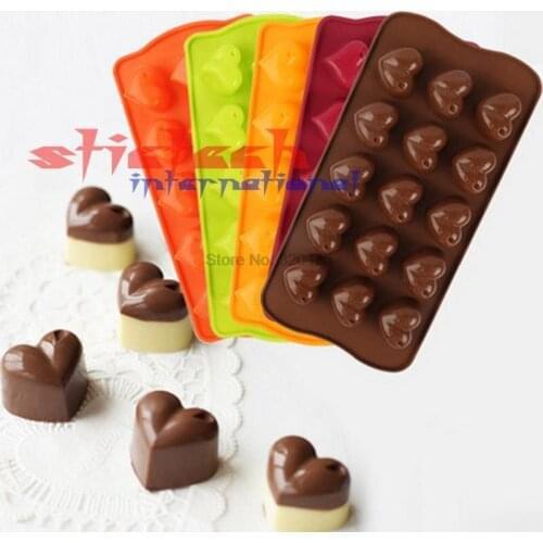 By dhl 100pcs Ice Silicone Cube Chocolate Fondant Cake Jelly Tray Pan Loving Heart Maker Mold Mould Kitchen Baking Cake Tools