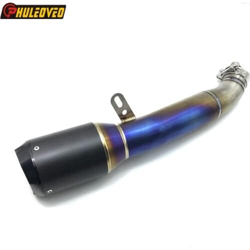 Titanium alloy Motorcycle Exhaust Muffler Slip-on Link Pipe for Kawasaki H2 2015-2021 Carbon Fiber Muffler Exhaust Escape Silent