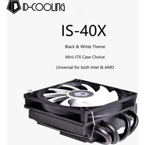 ID-COOLING IS-40X V3 Pro CPU Cooler Quiet PWM Cooling Fan 4 Direct Contact Heatpipes Ultra Slim CPU Air Ventilador for Mini ITX