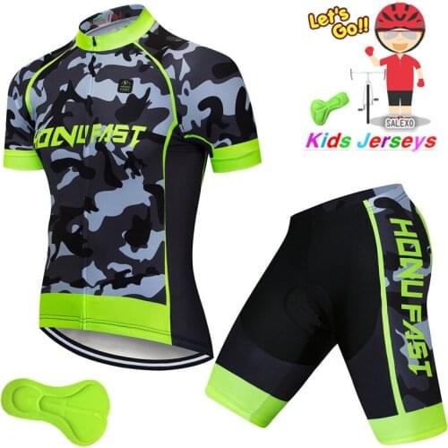 Kids Cycling Jersey Set 2021 Summer Short Sleeve Camouflage Boys And Girl MTB Ropa Ciclismo Bike Clothing Children Bike Wear