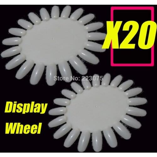 Hot 20x NAIL ART Acrylic Round DISPLAY & PRACTICE Board WHEELS False Tips white