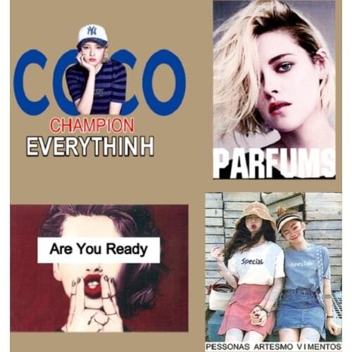 Fashion Girls Patches Hot Heat Transfer Cloth Printing Sticker DIY Iron On Clothing Bag Shoes Customization Logo