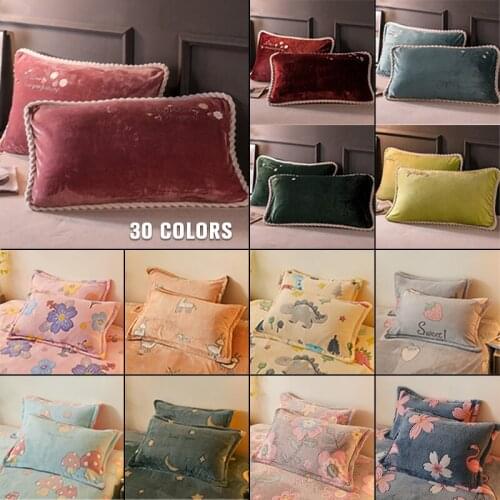 Cartoon Print Coral Flannel Pillowcase Thick Warm Flannel Pillow Cover For Kids Adult Home Decor 48x74cm Cushion Cover