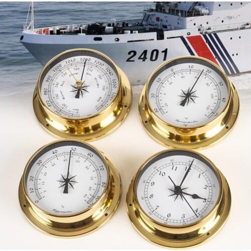 115mm Wall Mounted Thermometer Hygrometer Barometer Watch Tidal Clock Weather Station Copper Shell（6 Styles） Retailsale