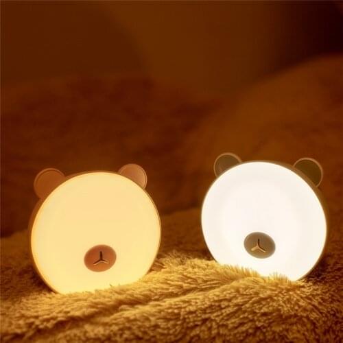 GEEKFUN Table Lamp Silicone LED Night Light Cartoon Bear USB Touch Sensor Atmosphere Bedroom Beside Kids Baby Gift Moon Lamp